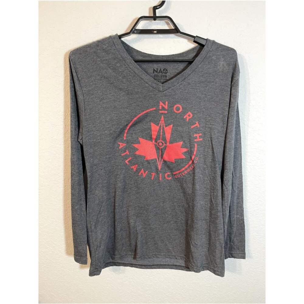 NAO (North Atlantic Outerwear Co) NWOT Halifax NS Charcoal/Red Tee Shirt 2XLarge